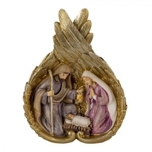 Vánoční betlém ve zlatých andělských křídlech S – 13x6x17 cm