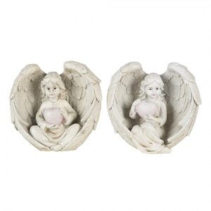 Dekorativní sošky andílků se srdíčky (2 ks) – (2) 10x6x10 cm