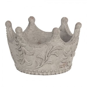 Šedá cementová antik dekorativní královská koruna M – 18x17x12 cm