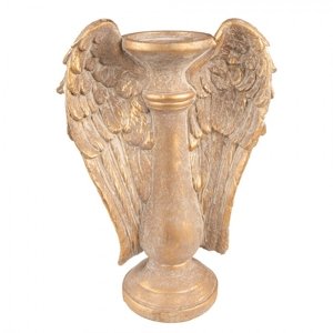 Zlatý antik svícen s andělskými křídly Wings – 24x12x33 cm