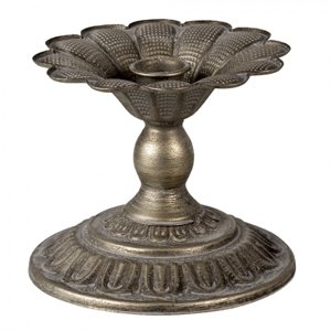 Stříbrný antik kovový svícen – 13x11 cm