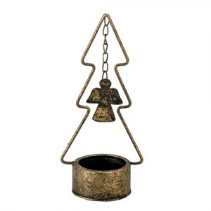 Svícen na čajovou svíčku ve tvaru stromečku s andílkem – 10x8x24 cm