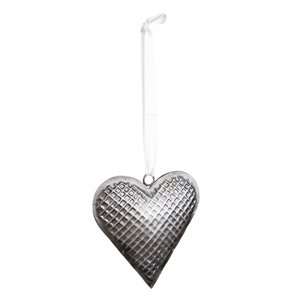 Šedé antik závěsné kovové srdce Senn – 10x2x10 cm