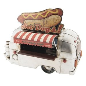 Retro kovový model karavanu Hot Dogs – 24x14x19 cm