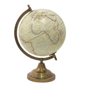 Béžový dekorativní glóbus na kovovém podstavci Globe – 22x22x33 cm