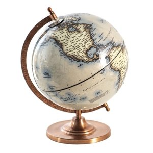 Šedý dekorativní glóbus na kovovém podstavci Globe – 22x22x30 cm