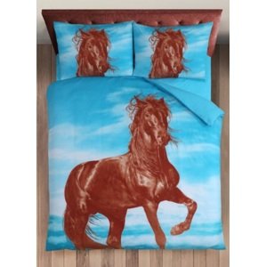Top textil Bavlněné povlečení Horse Blue 140x200, 50x70cm