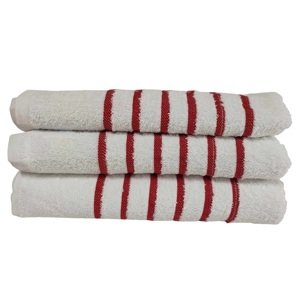 Top textil Osuška Pruh červený  75x130 cm bílá
