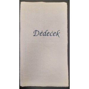 Top textil Osuška s vyšitým nápisem "Dědeček" - Bílá 70x120 cm
